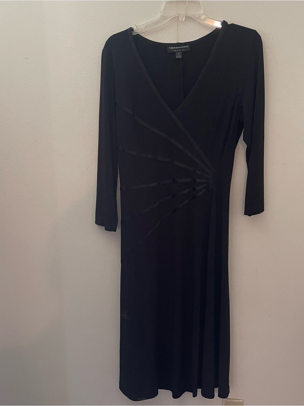 Connected Apparel Black Midi Dress